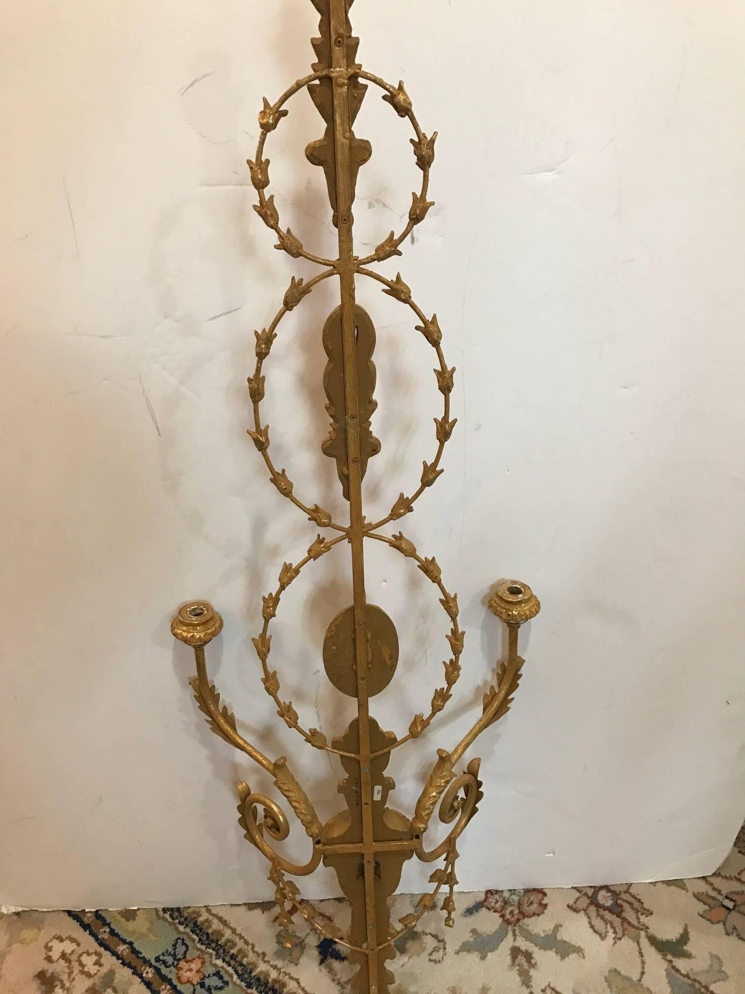 Adam Style Giltwood Candle Sconces 1