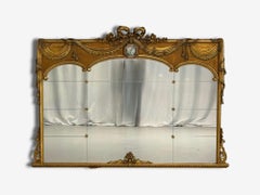 Adam Style, Giltwood, Drapery Motif, Over the Mantle Wall Mirror, Italy, 1920s