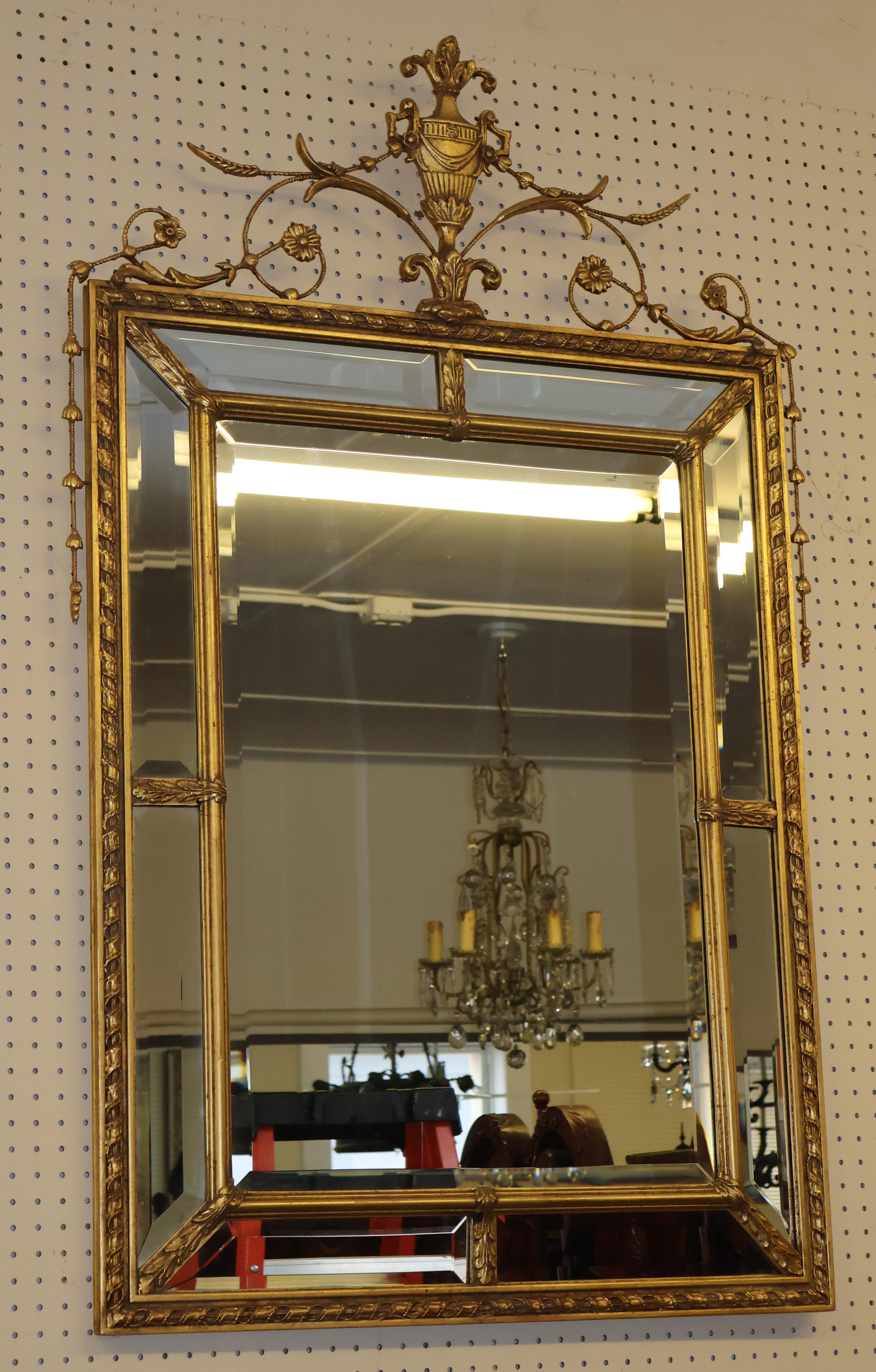 Adam Style Gold Gilt Vertical Beveled Mirror Made By Friedman Brothers For Sale 5