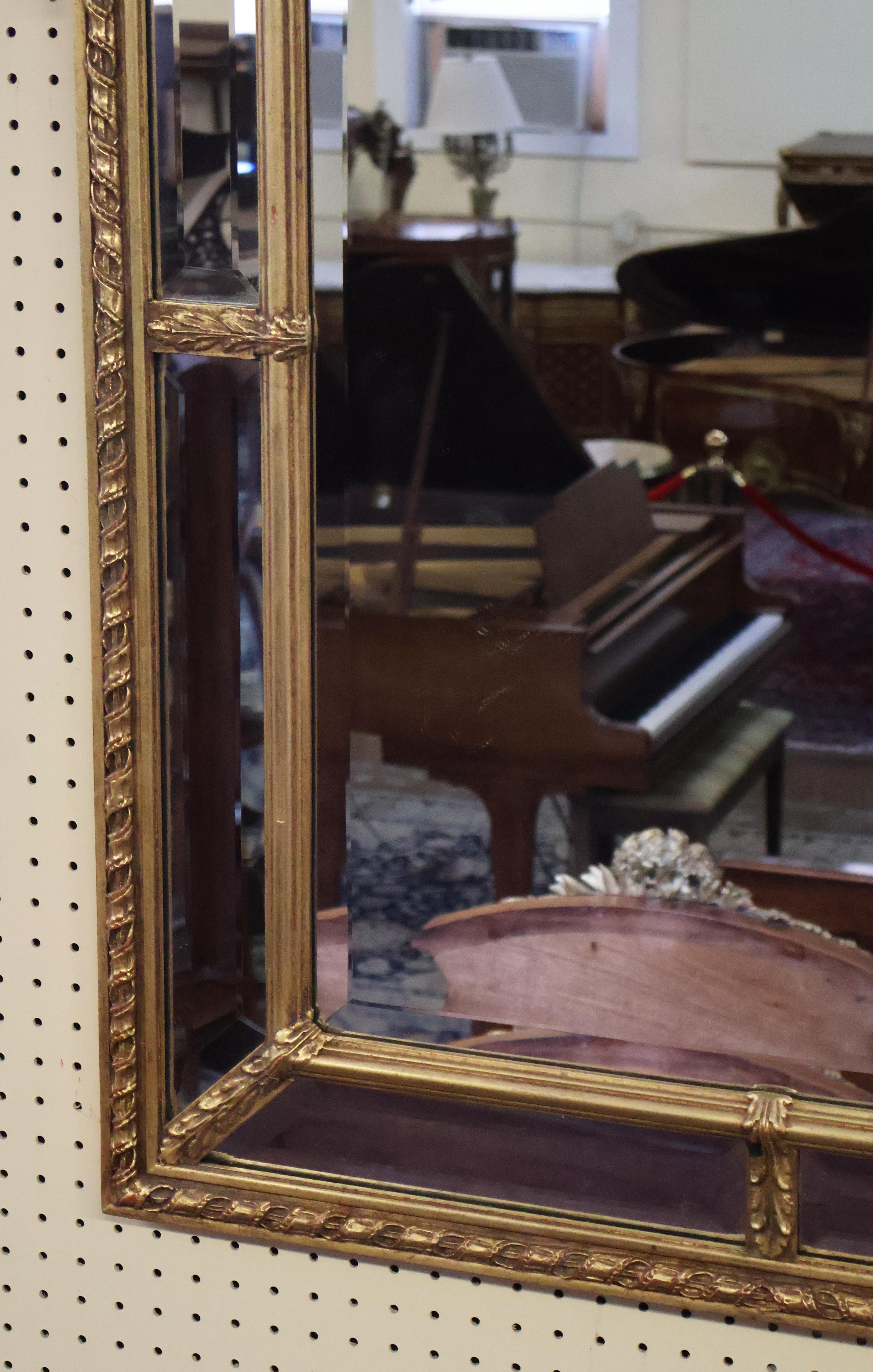 Adam Style Gold Gilt Vertical Beveled Mirror Made By Friedman Brothers For Sale 2
