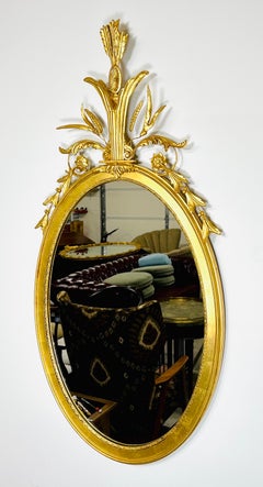 Adam Style Gold Gilt Wheat Sheaf Oval Mirror Attributed to Friedman Brothers