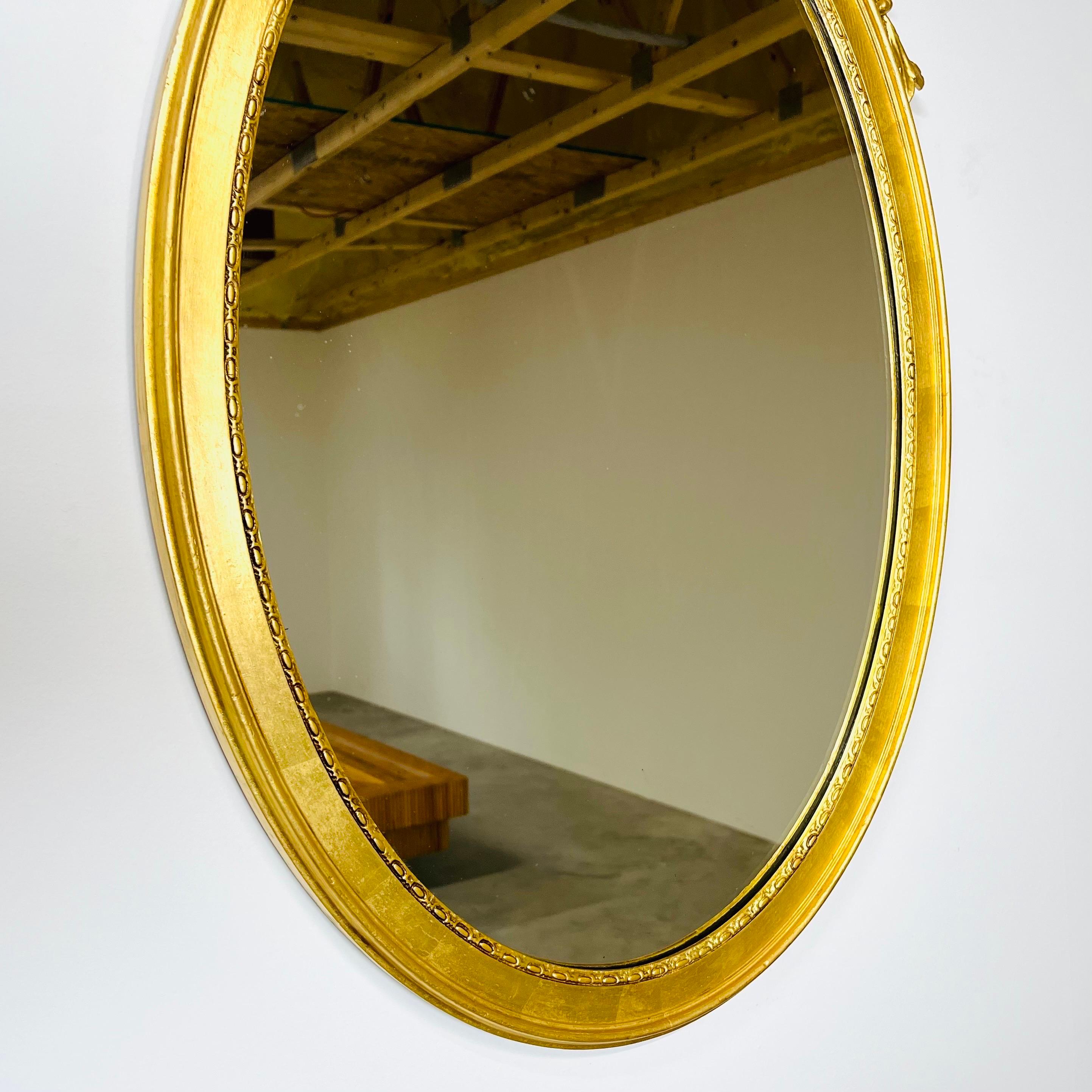 Adam Style Gold Gilt Wheat Sheaf Oval Mirror Attributed to Friedman Brothers 1