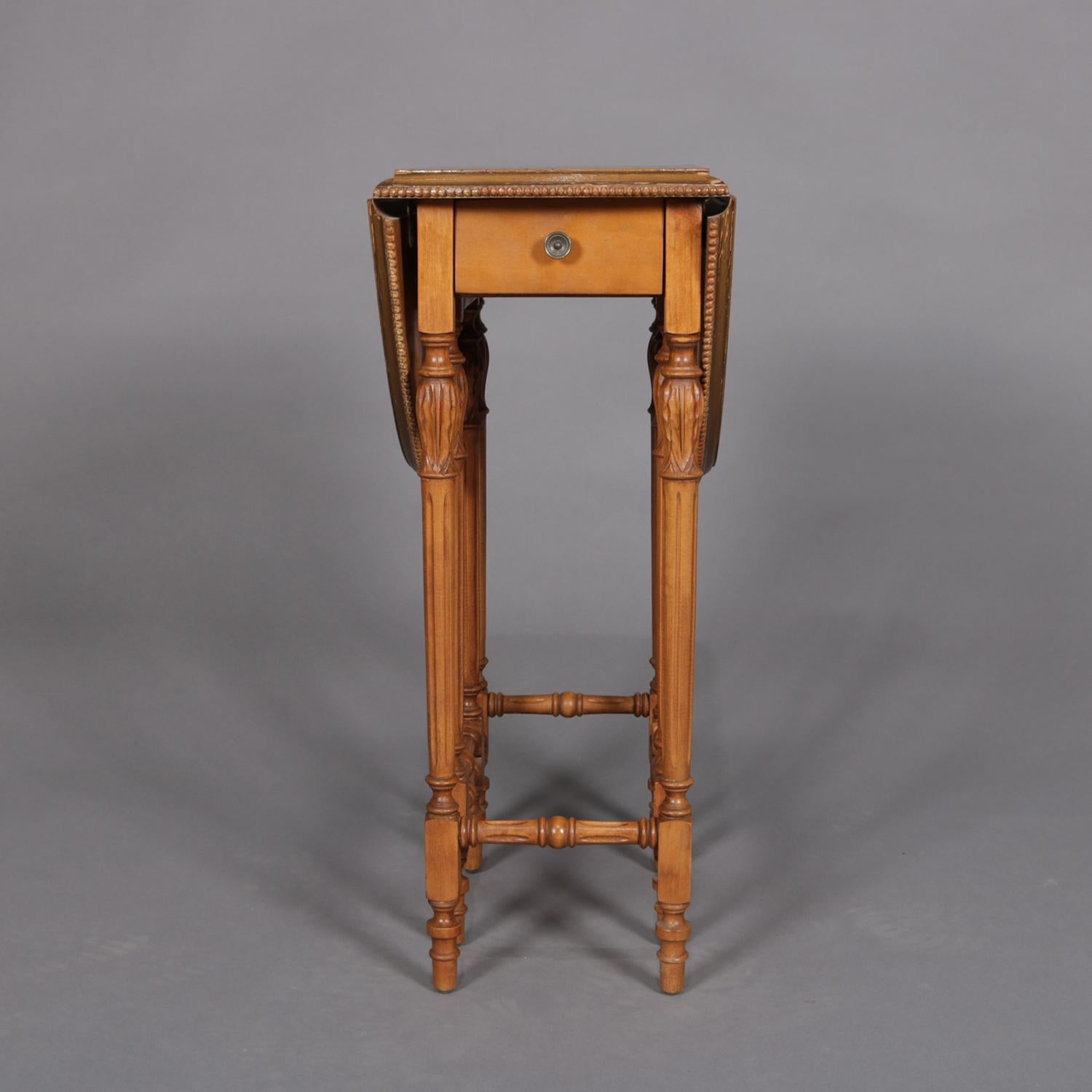 Adam Style Hand Painted Satinwood Pembroke Single Drawer End Stand, 20th Century In Good Condition In Big Flats, NY