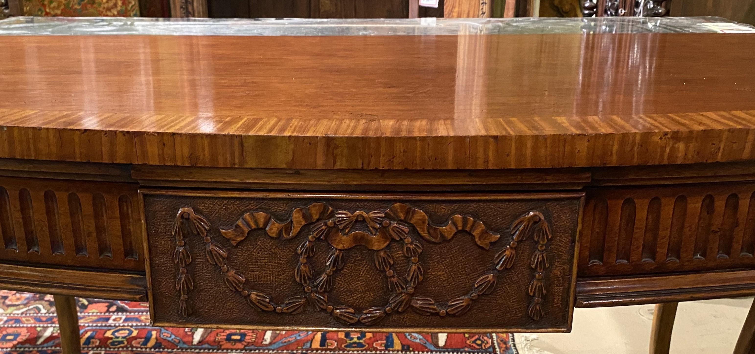 English Adam Style Mahogany Serpentine Front Server or Sideboard with Fitted Drawer For Sale