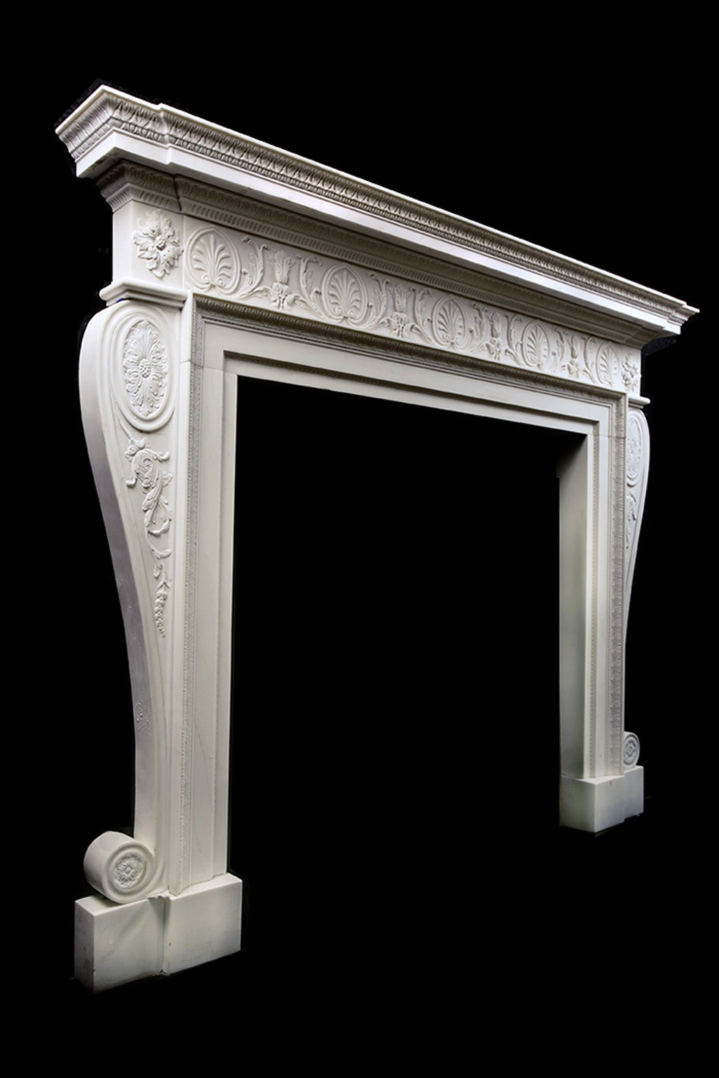 Carved Adam Style Marble Fireplace