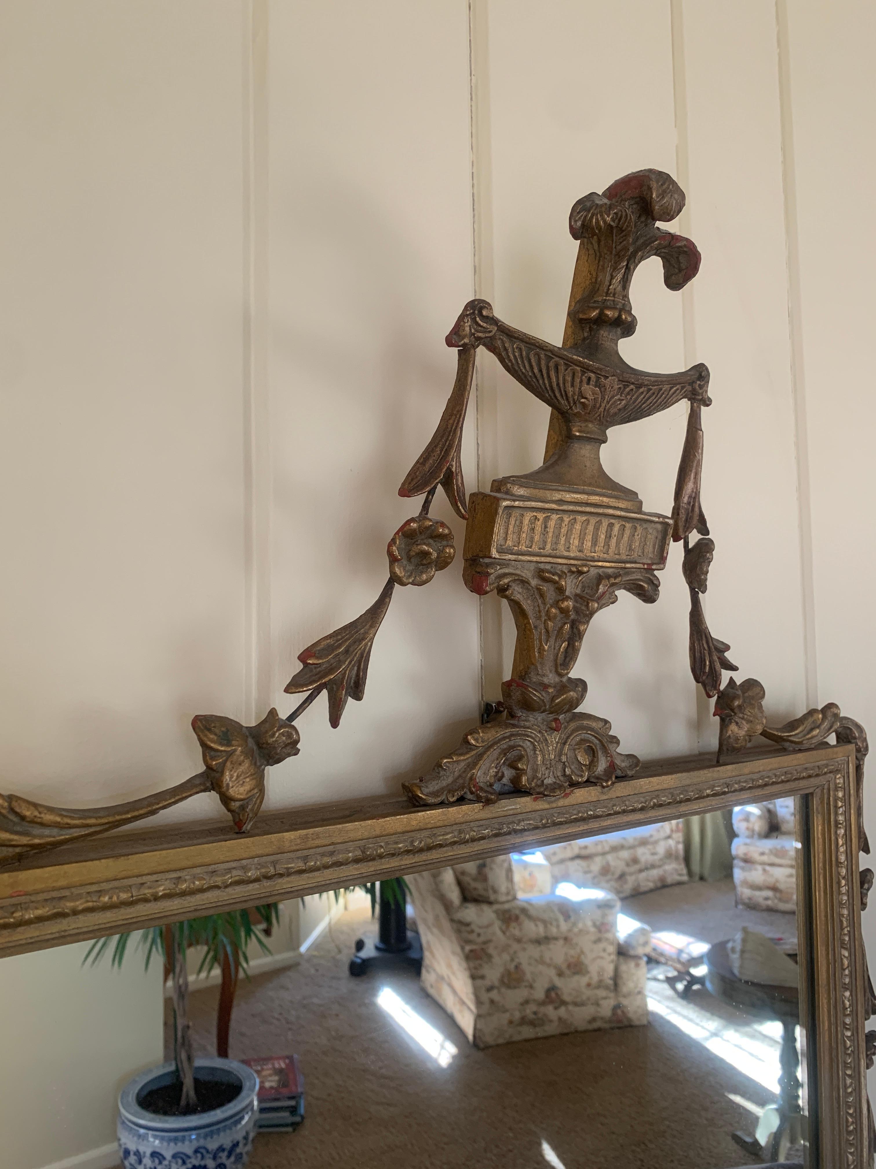 Miroir mural néoclassique Prince of Wales en bois doré de style Adam en vente 4