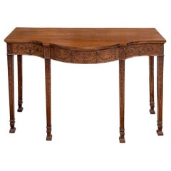 Adam Style Neoclassical Style Heavily Carved Console Table With Conforming Glass