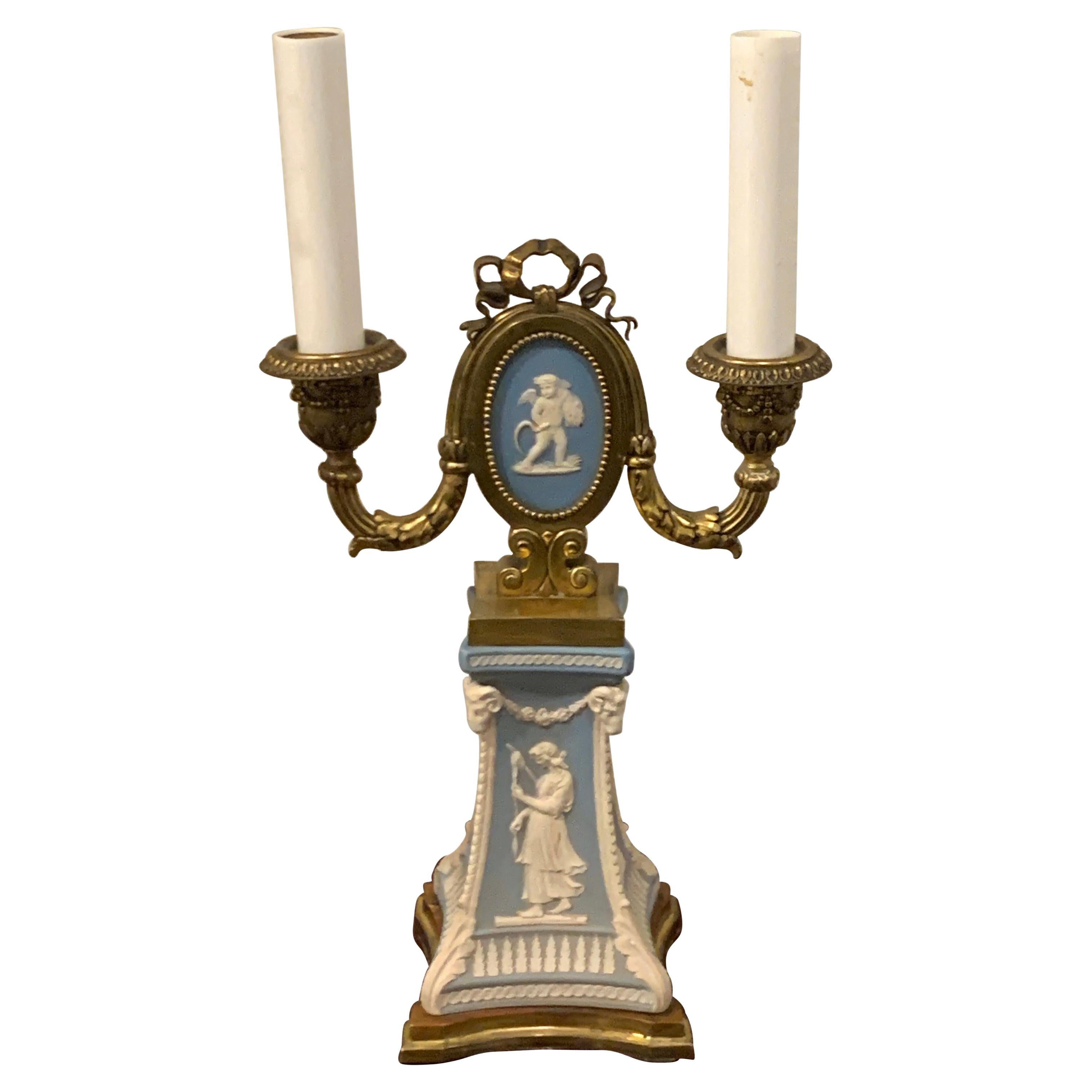 Adam Style Ormolu Mounted Wedgwood Lamp Attributed to E.F. Caldwell