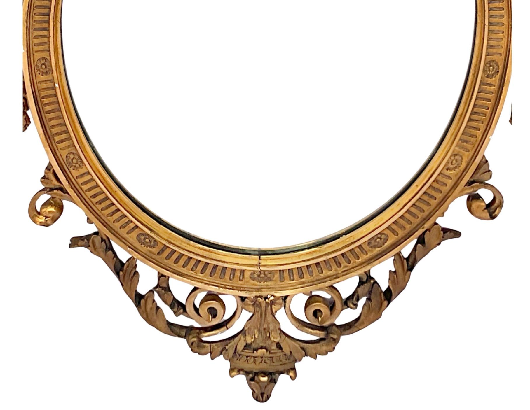 Adam Style Oval Gilt Mirror, English For Sale 5