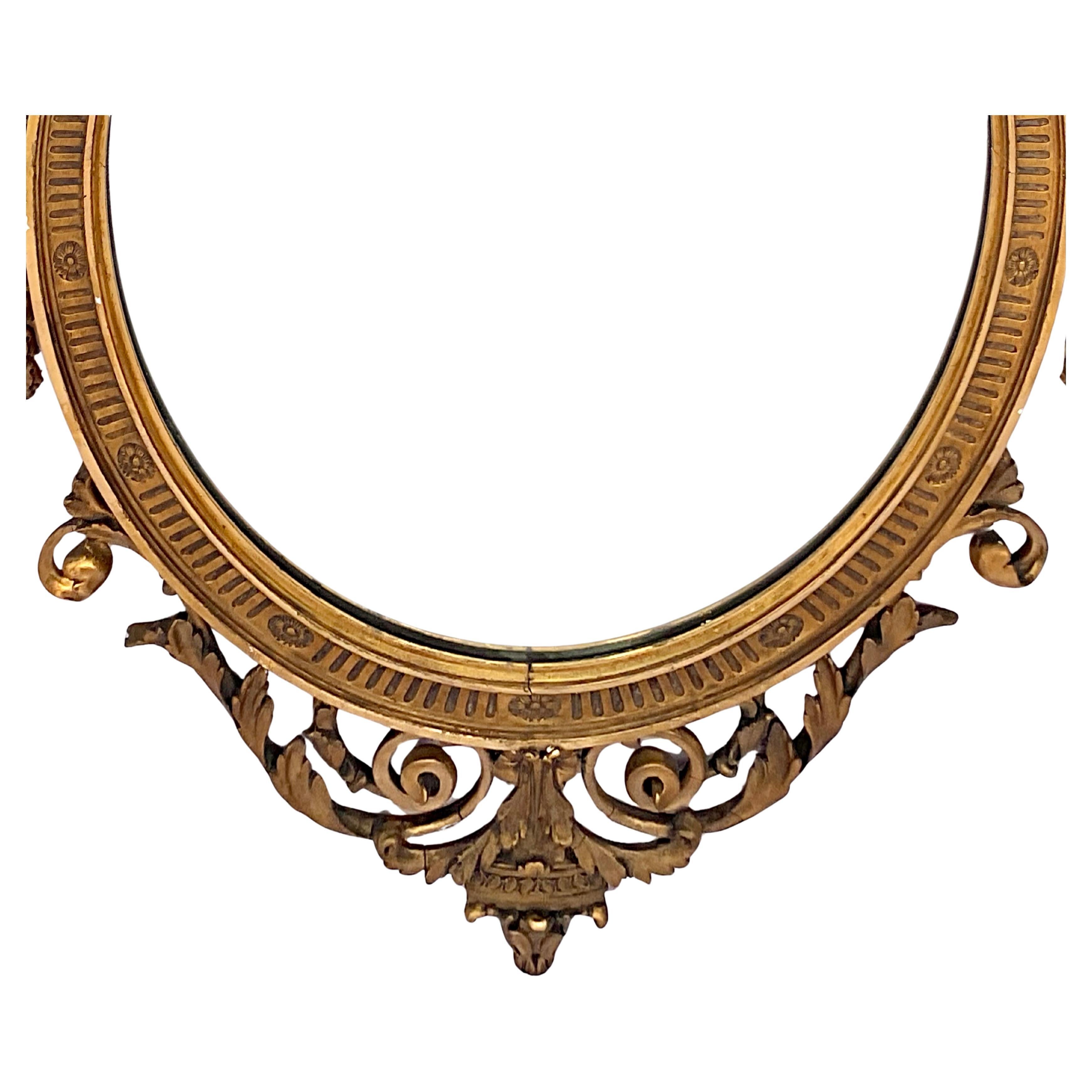 Adam Style Oval Gilt Mirror, English In Good Condition For Sale In Bradenton, FL