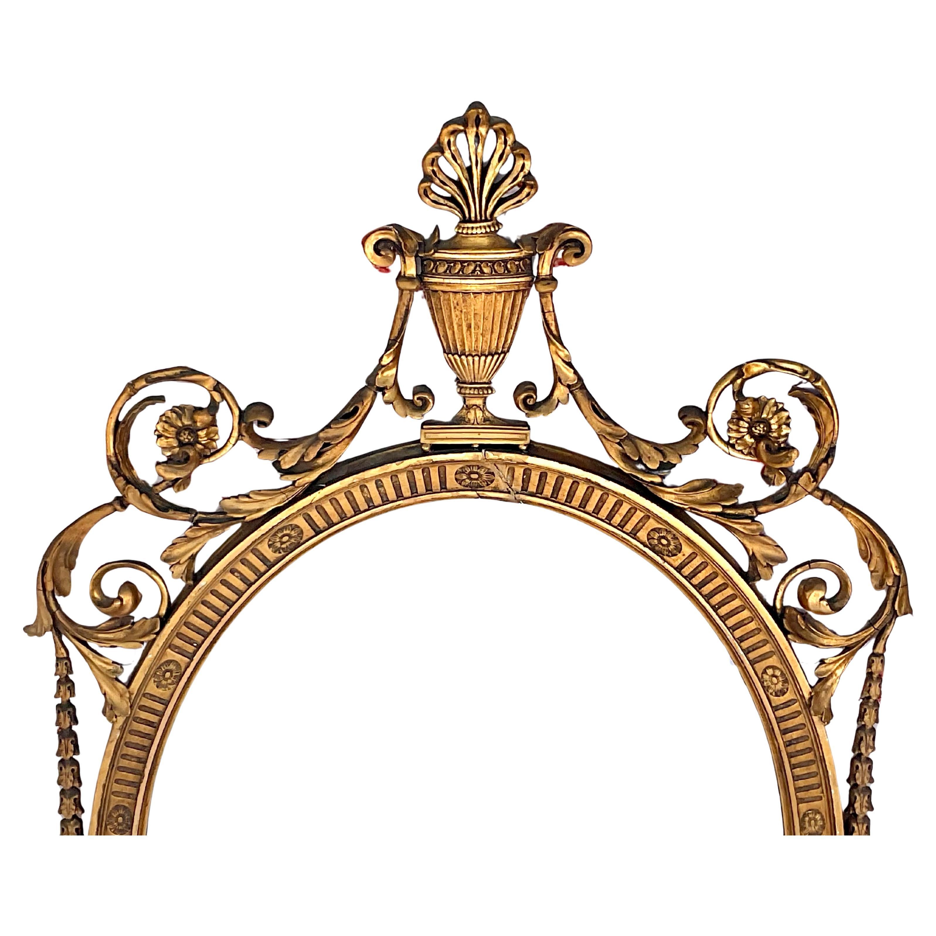 20th Century Adam Style Oval Gilt Mirror, English For Sale