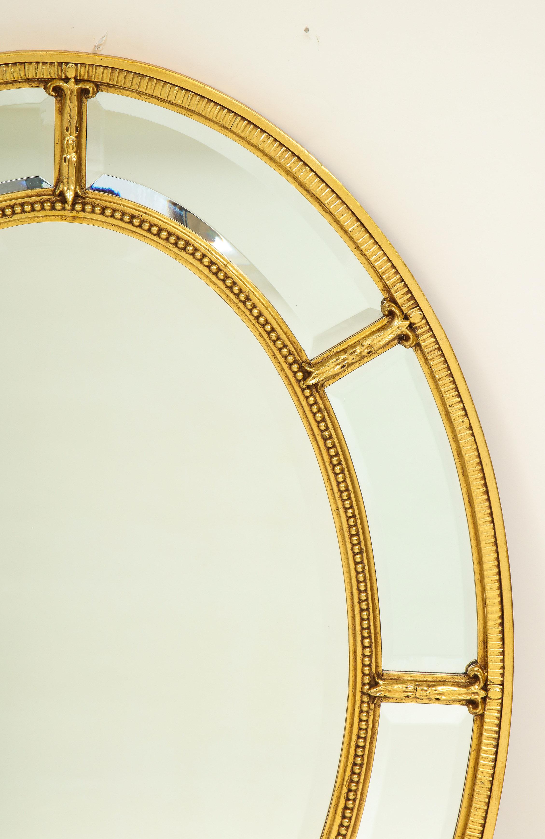 Adam Style Oval Giltwood Border Glass Mirror In Good Condition In New York, NY