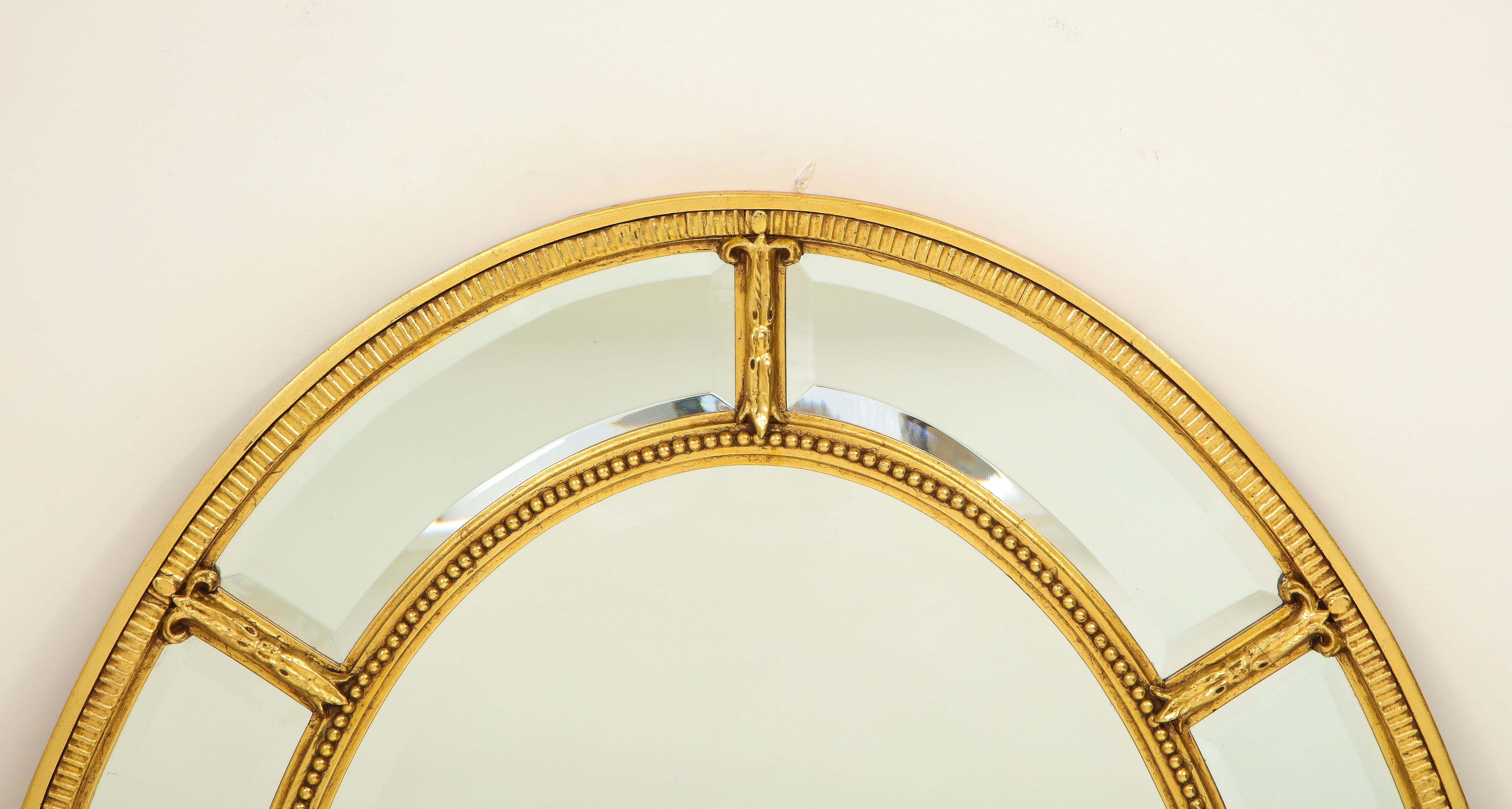 20th Century Adam Style Oval Giltwood Border Glass Mirror
