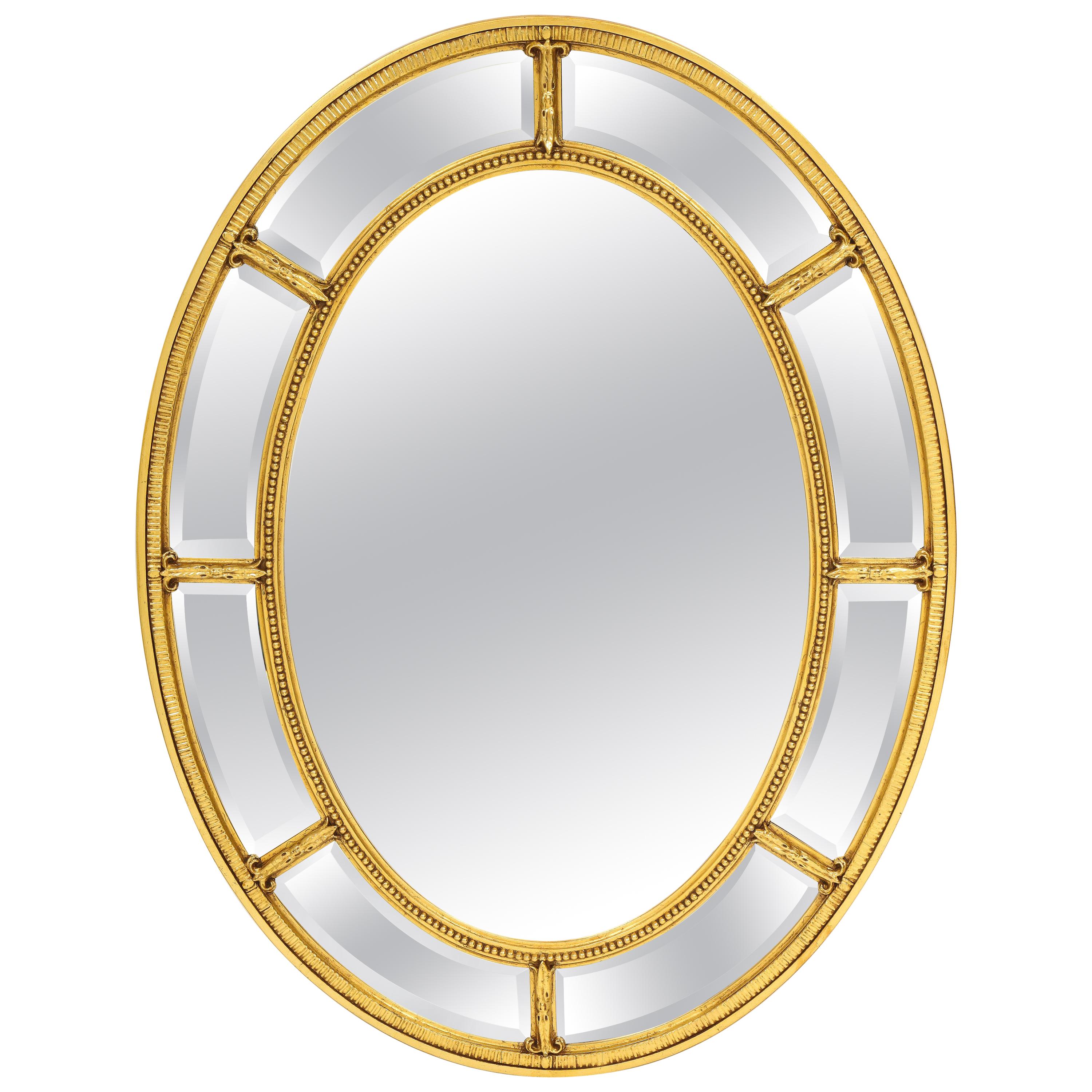 Adam Style Oval Giltwood Border Glass Mirror
