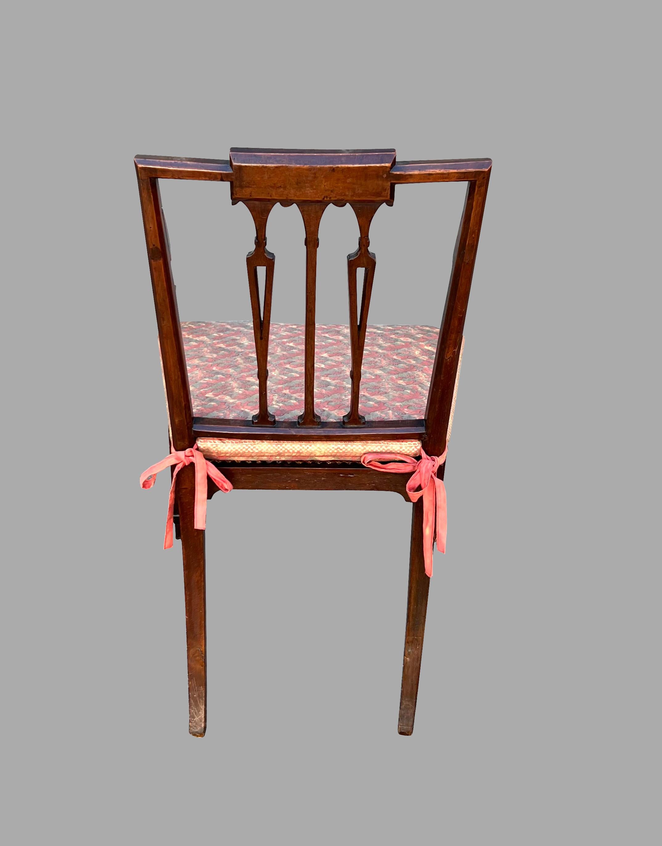 19th Century Adam Style Painted Satinwood Armchair with Floral Decoration and Caned Seat For Sale