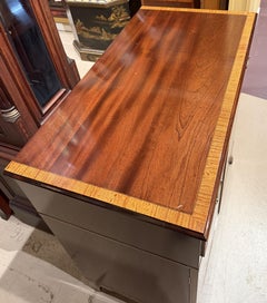 Adam Style Walnut & Satinwood Linen Cabinet with Painted Oval Panels