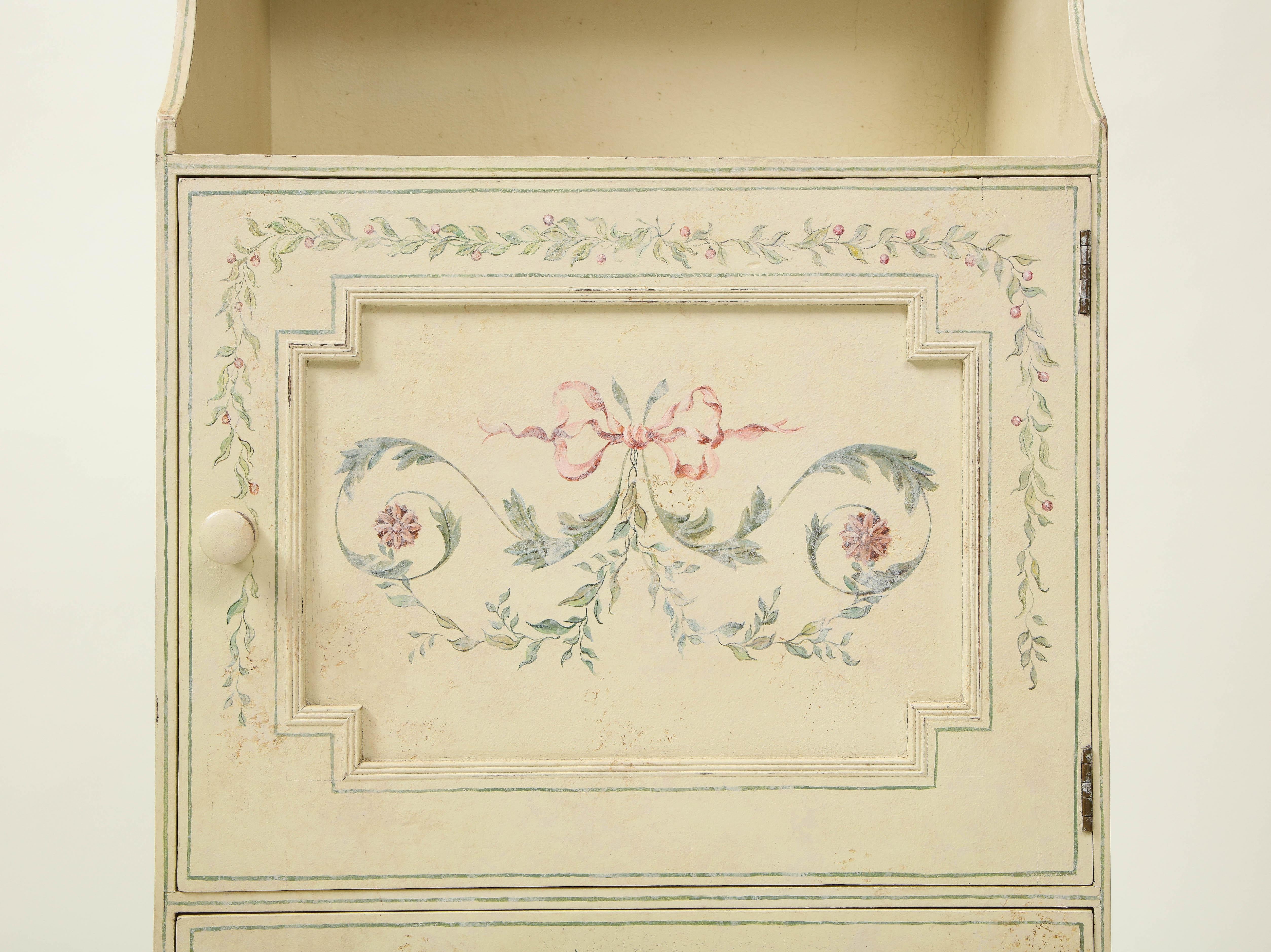 Wood Adam Style White Painted Cabinet