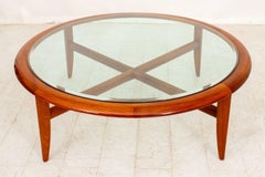 Mesa de centro de caoba con tapa de cristal de Adam Tihany para Pace, circa 1980