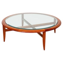 Mesa de centro de caoba con tapa de cristal de Adam Tihany para Pace, circa 1980