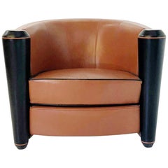 Vintage Adam Tihany Leather Club Chair for Pace Mariani, Italy, circa 1990