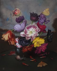 Still Life with Insects. 2025. Oil on canvas. 35x27 cm. Signed
