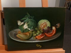 Still Life with Melon. 2025. Oil on canvas. 29x35.5 cm. Signed