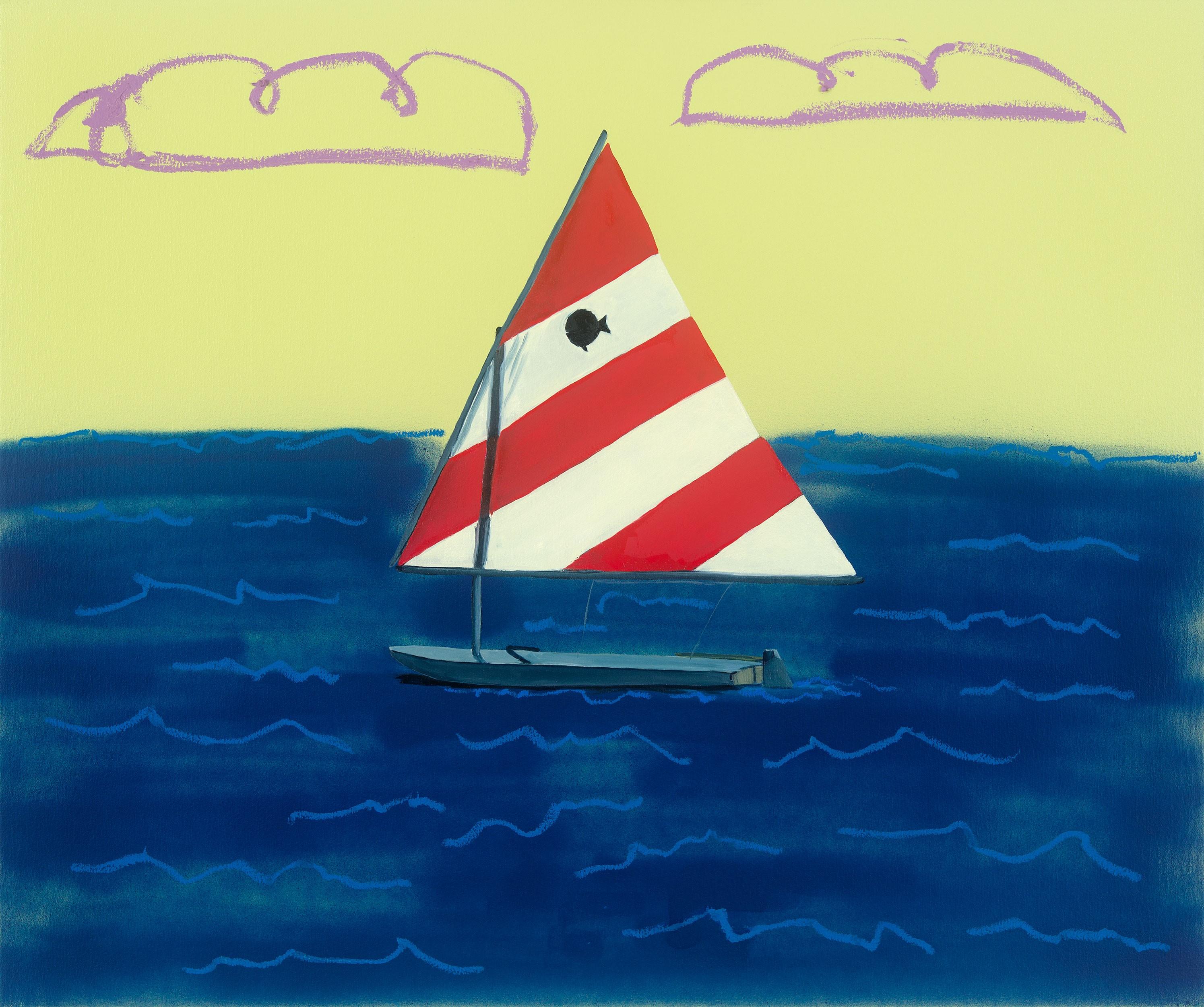 Adam Umbach Landscape Painting - Sail Fishie (Red and White)
