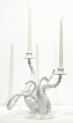 "Snowy White Owl Feathers and Orca Fins", White, Candle Holder, Tentacles