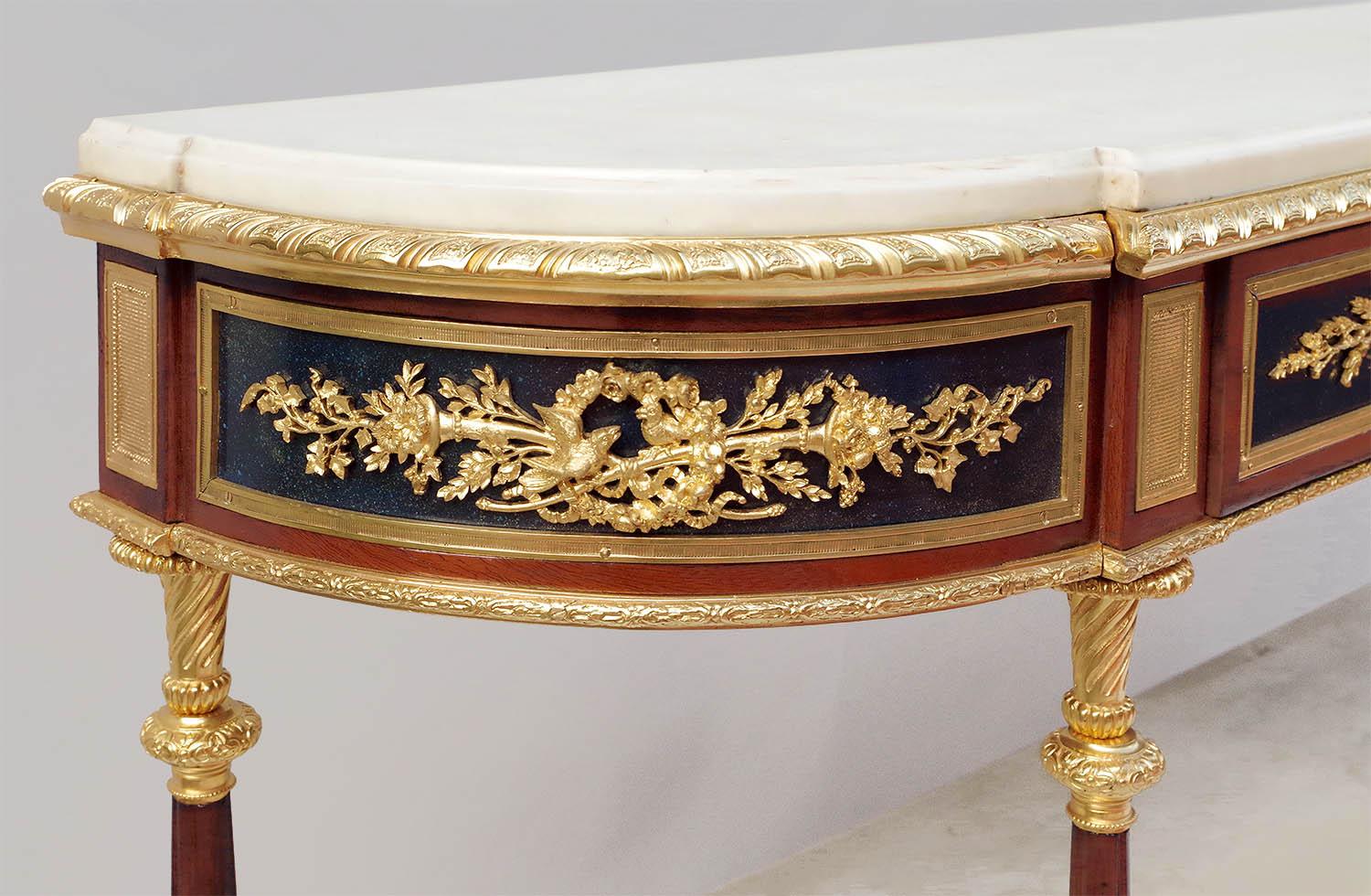 Gilt Adam Weisweiler, Louis XVI Style Console Sideboard in Mahogany, 19th Century For Sale