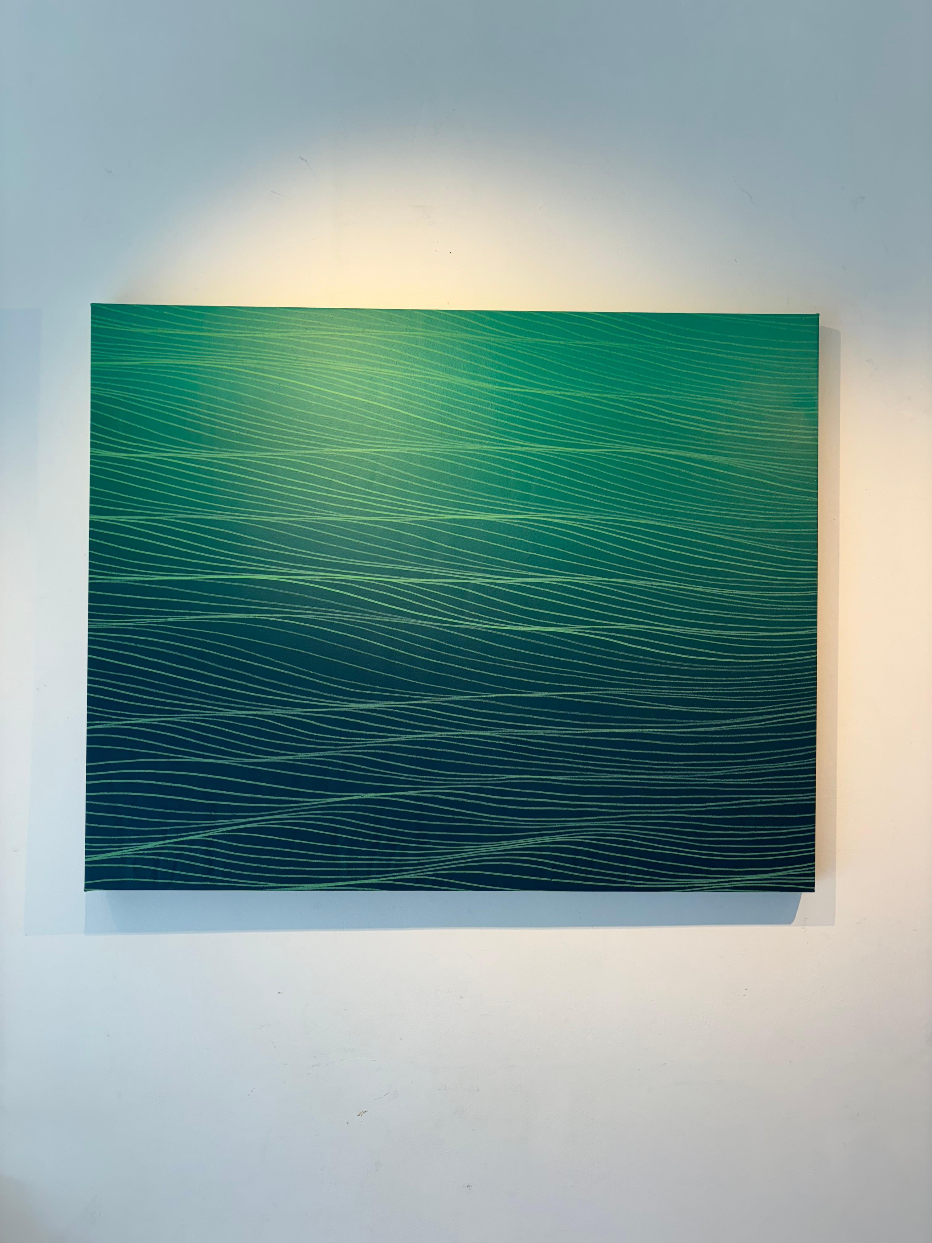 Specie autoctone - quadro astratto originale con paesaggio acquatico - arte contemporanea - Painting di Adam Zoltowski