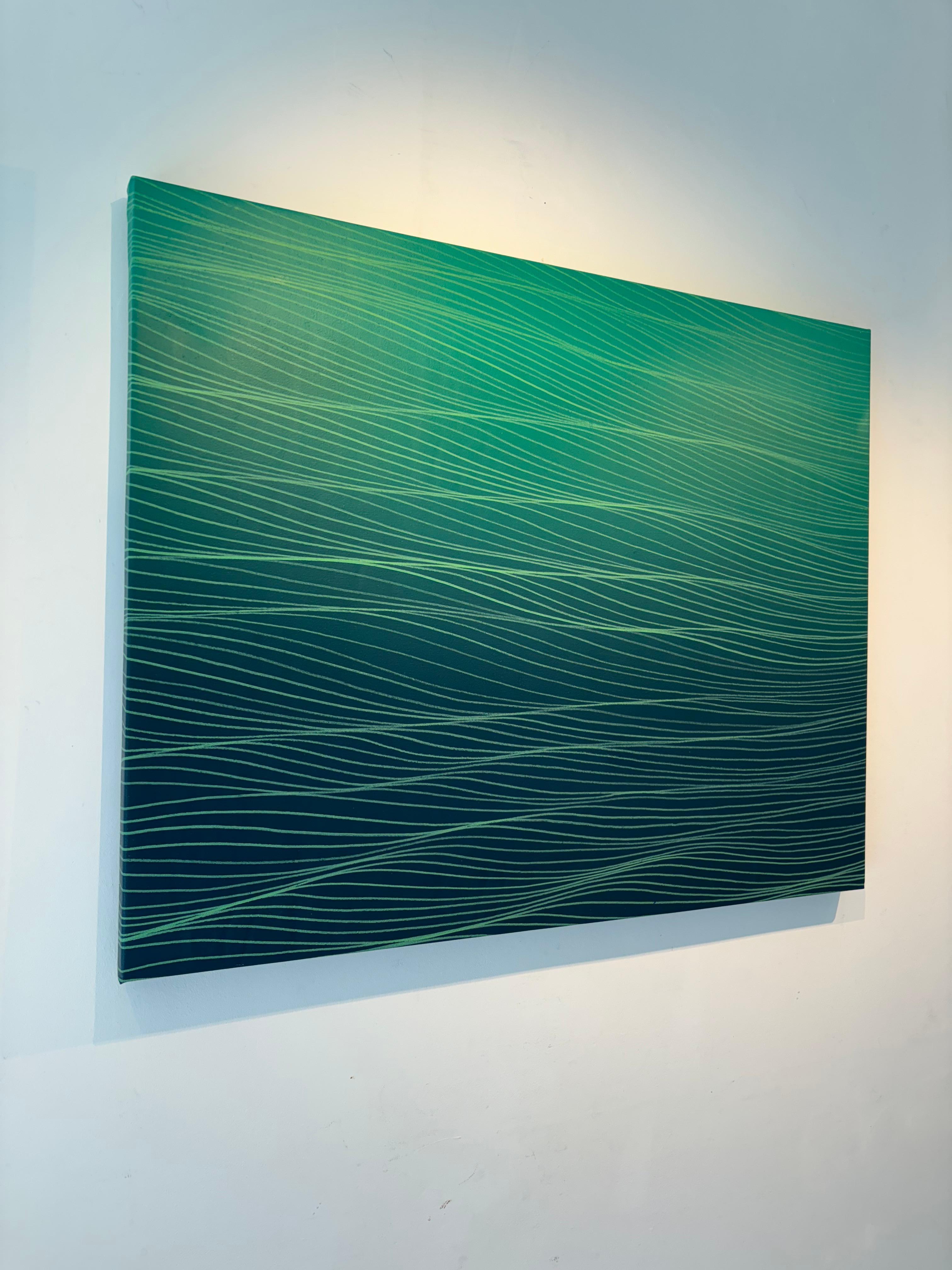 Specie autoctone - quadro astratto originale con paesaggio acquatico - arte contemporanea - Painting Impressionismo astratto di Adam Zoltowski