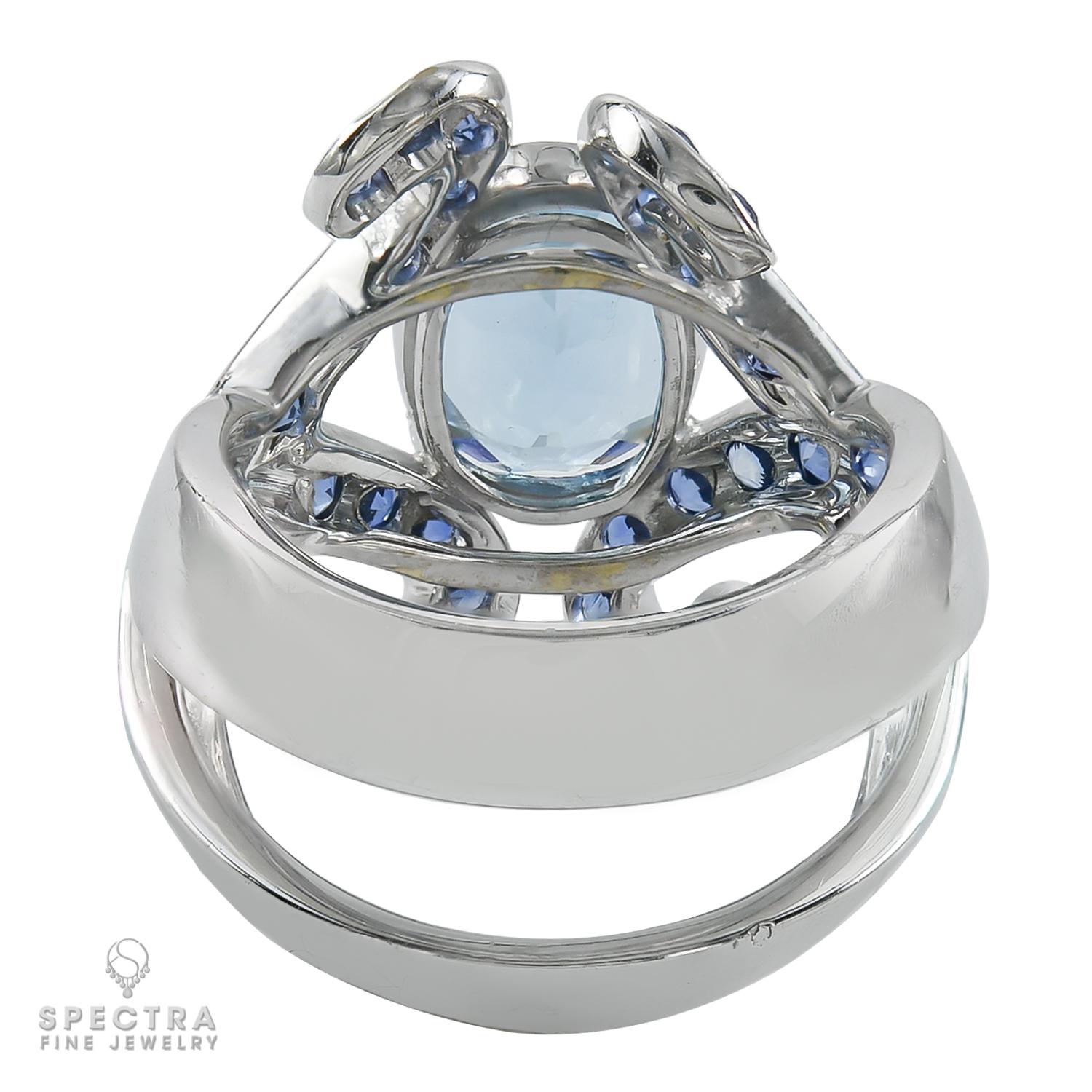 Anillo de Cóctel Adamas Aguamarina Zafiro Diamante Contemporáneo en venta