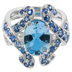 Adamas Aquamarine Sapphire Diamond Cocktail Ring