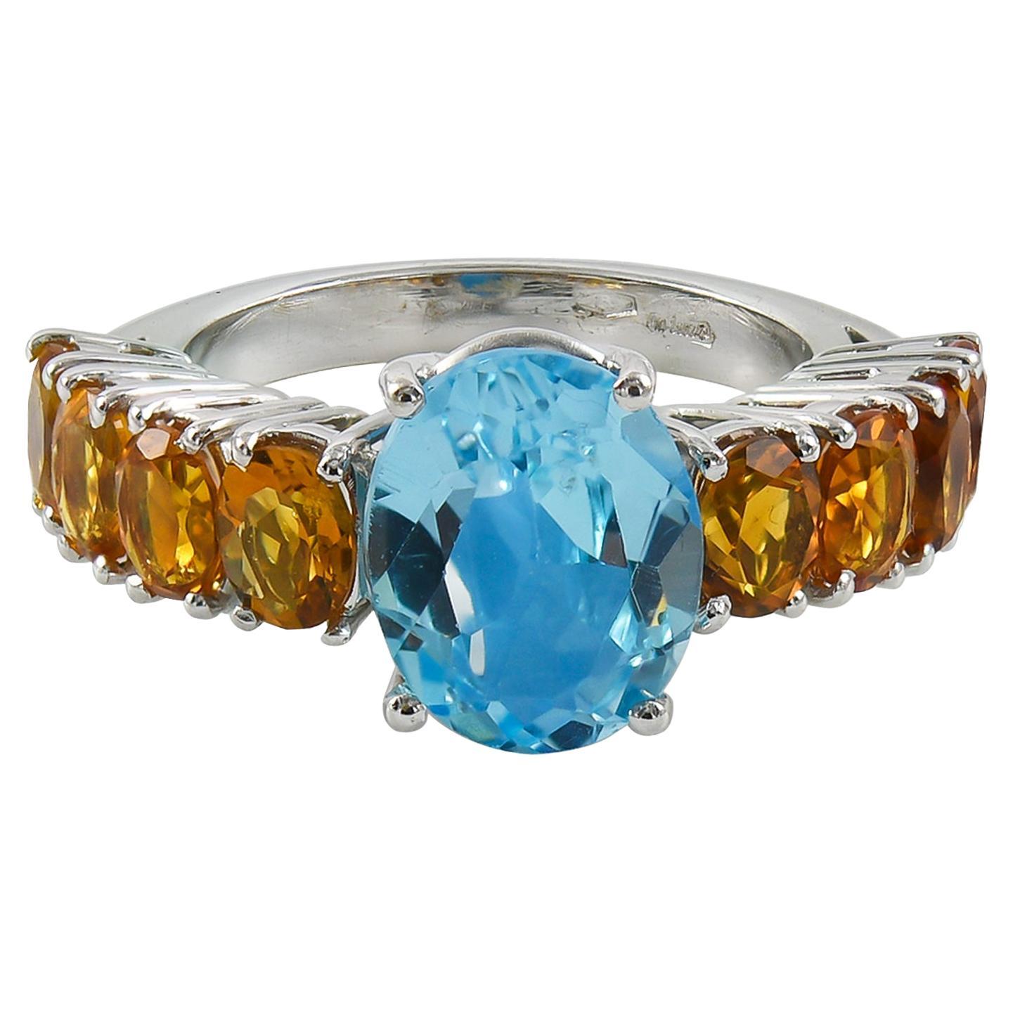 Adamas Blue Topaz Citrine Ring