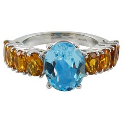 Adamas Bague en topaze bleue et citrine