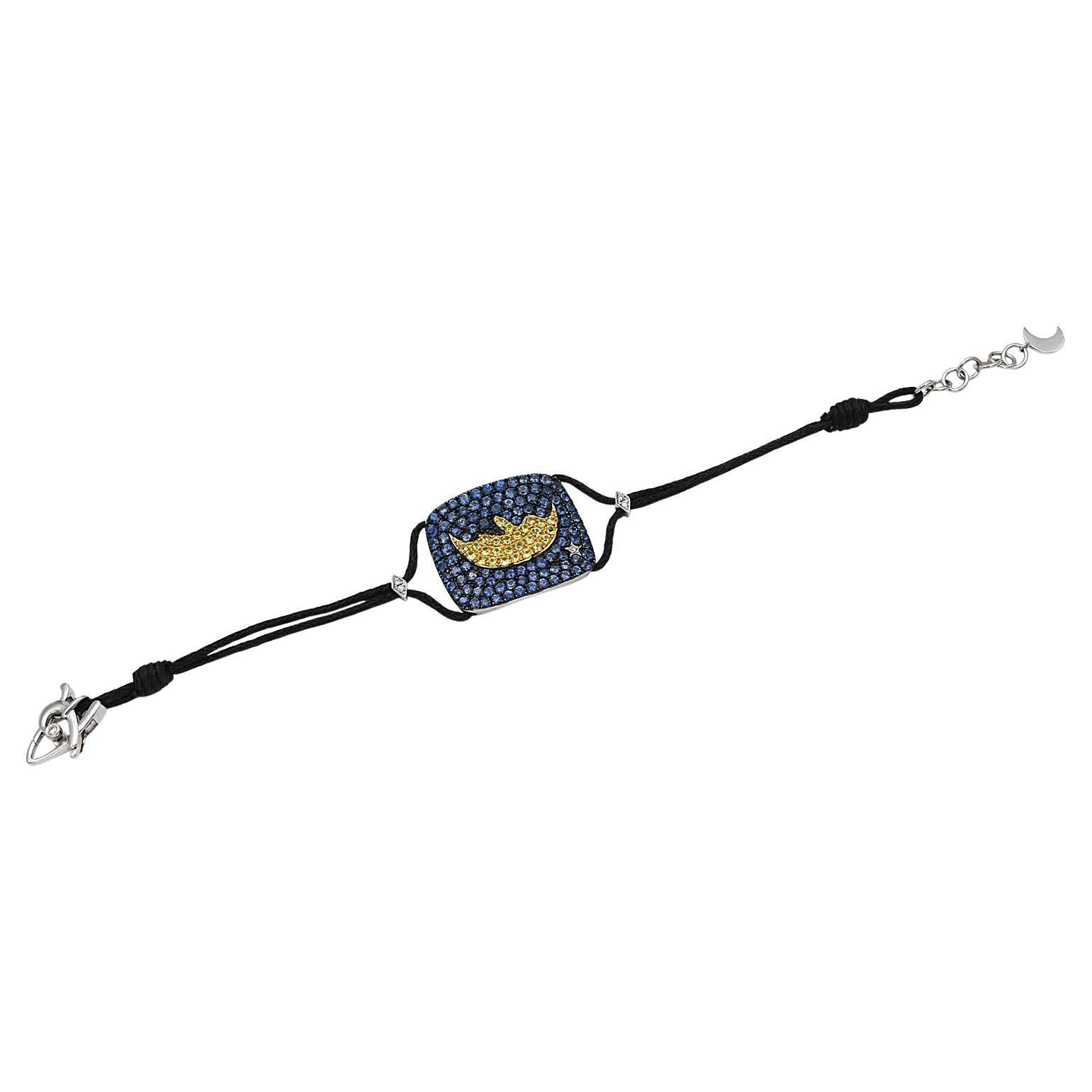 Armband aus blauem, gelbem Saphir und Diamanten von Adamas im Angebot