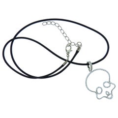 Adamas Diamond Skull Wire Pendant Necklace