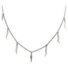 Adamas Cornicello Diamond White Enamel Necklace