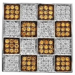 Adamas Milano Italian Brown Diamond 18K White Gold Pave Checkered Cocktail Ring