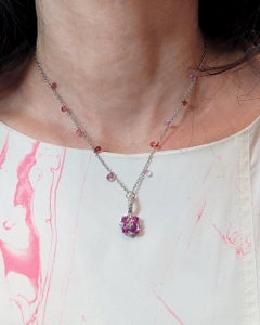 Collar Adamas Colgante Zafiro Rosa Diamante