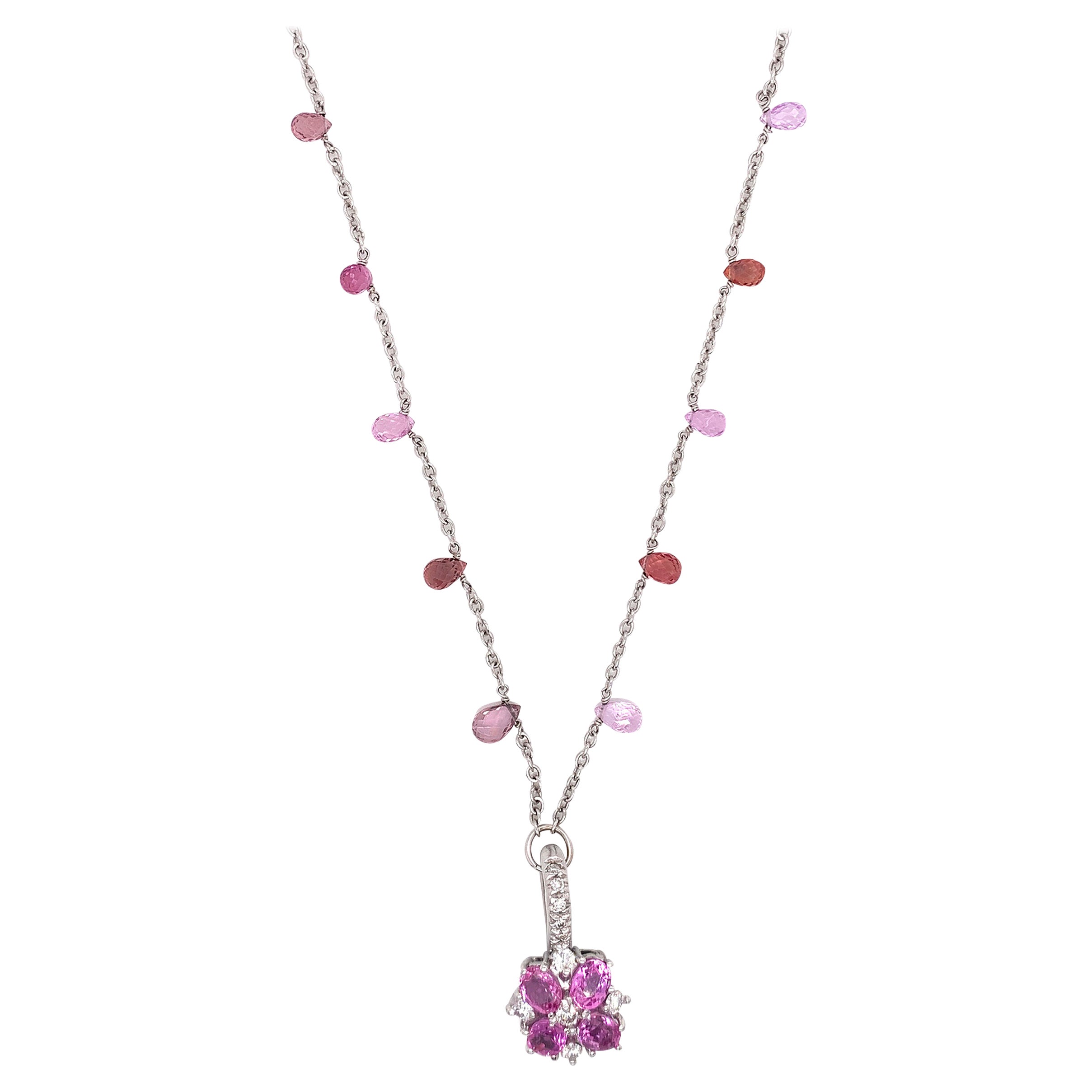 Adamas Pink Sapphire Diamond Anhänger Halskette Damen im Angebot