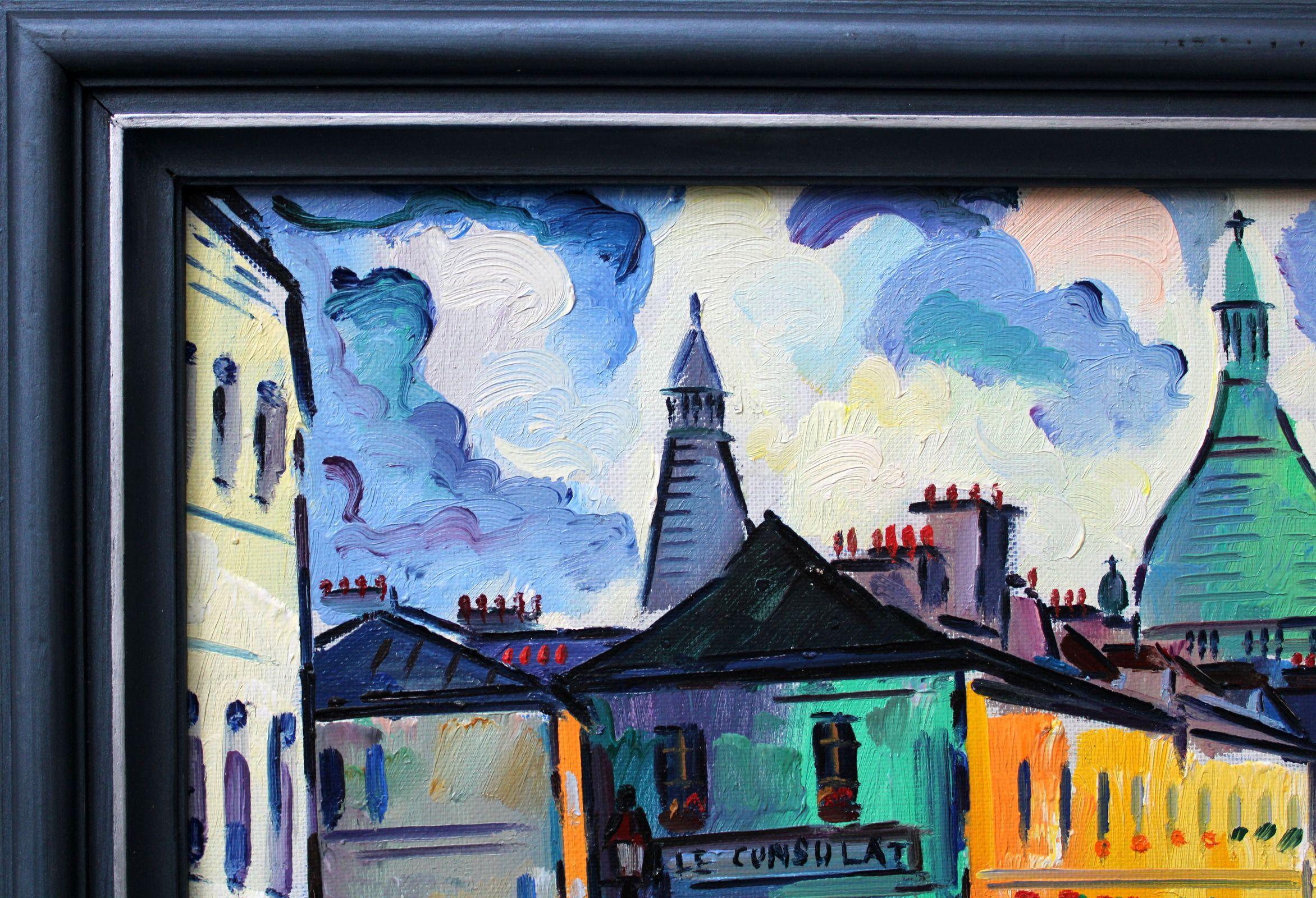 Montmartre. Oil on canvas, 61x50 сm - Black Landscape Painting by Adamia Rezo