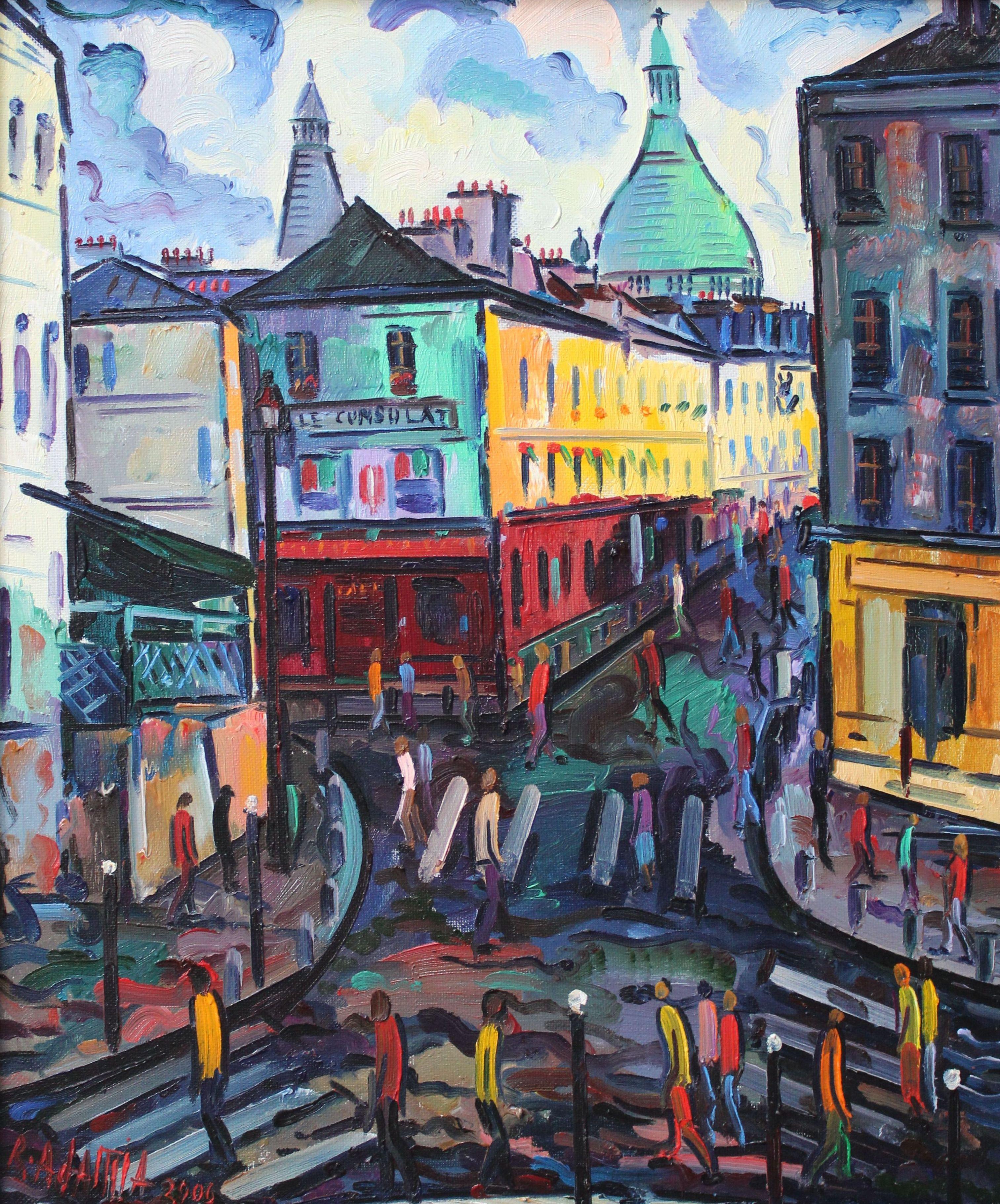 Adamia Rezo Landscape Painting – Montmartre. Ölgemälde auf Leinwand, 61x50 m