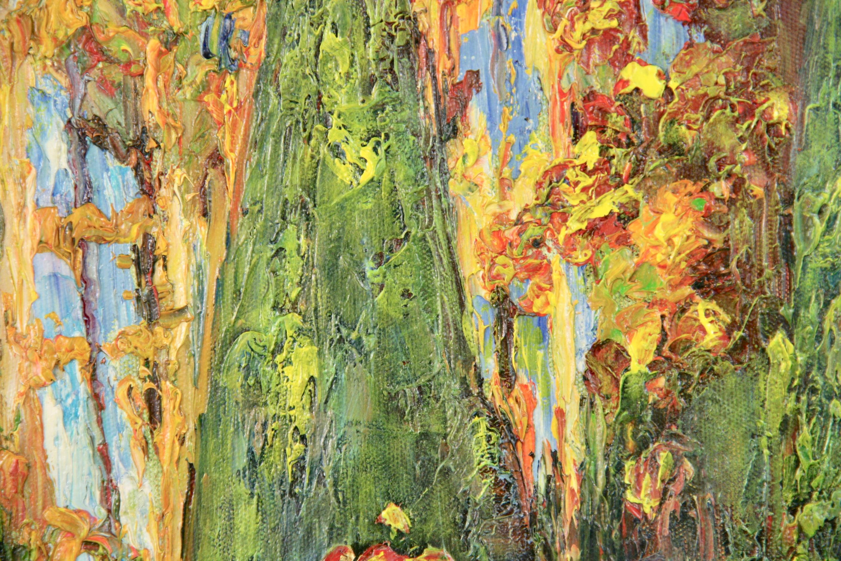 Giardini di ville impressioniste francesi vintage  Paesaggio dipinto a olio anni '60 in vendita 1
