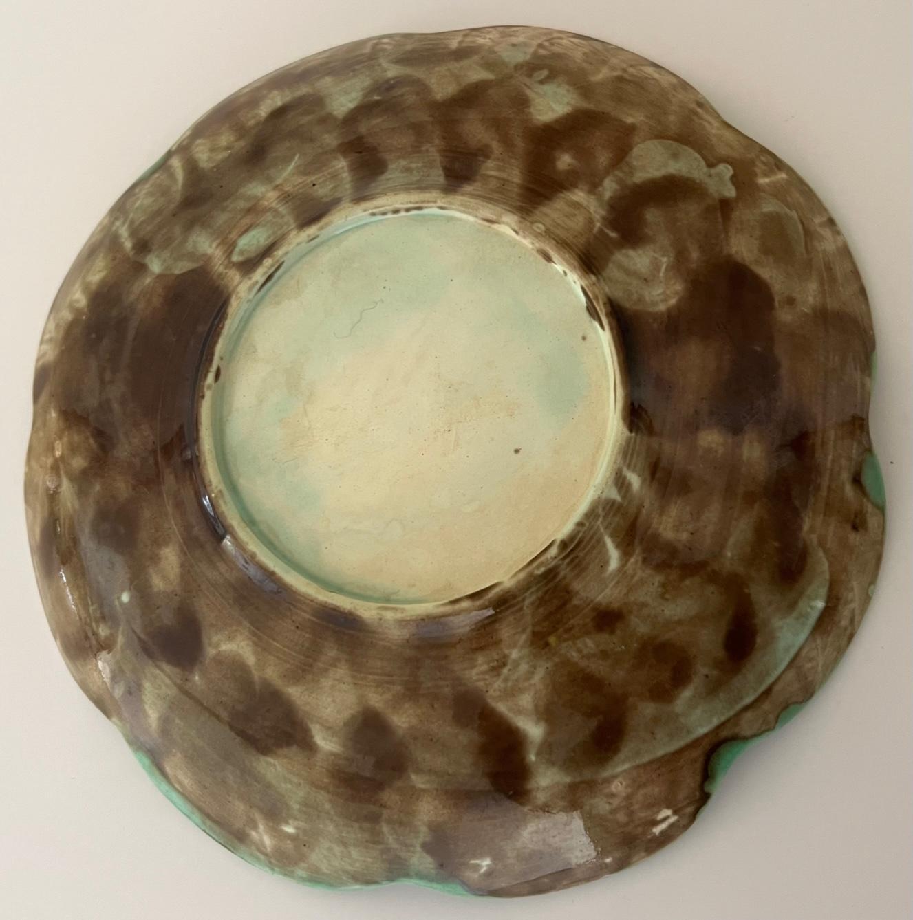 Adams and Bromley Majolica 'Pond Lily' Plate, C. 1890's For Sale 2