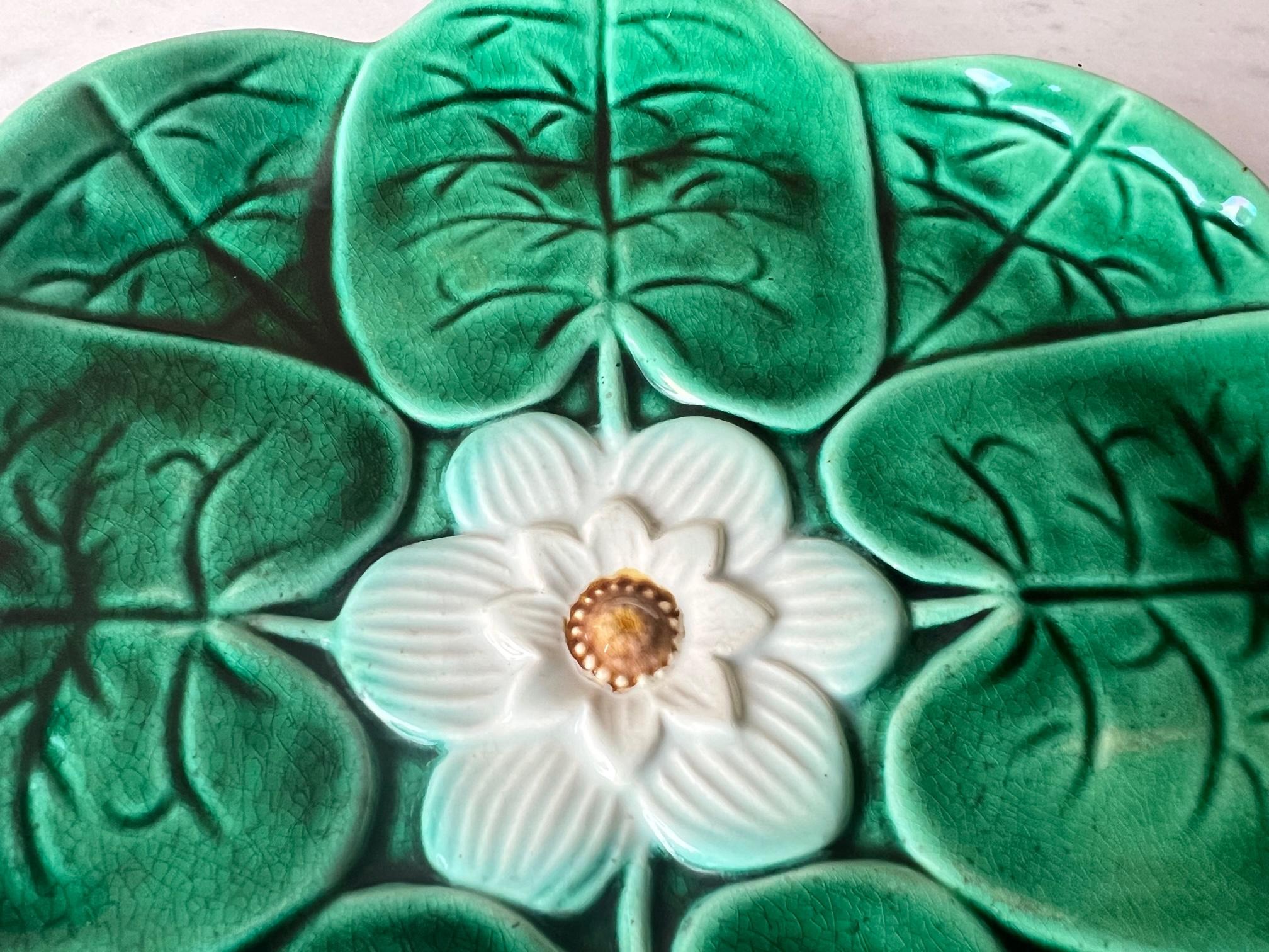 Art Nouveau Adams and Bromley Majolica 'Pond Lily' Plate, C. 1890's