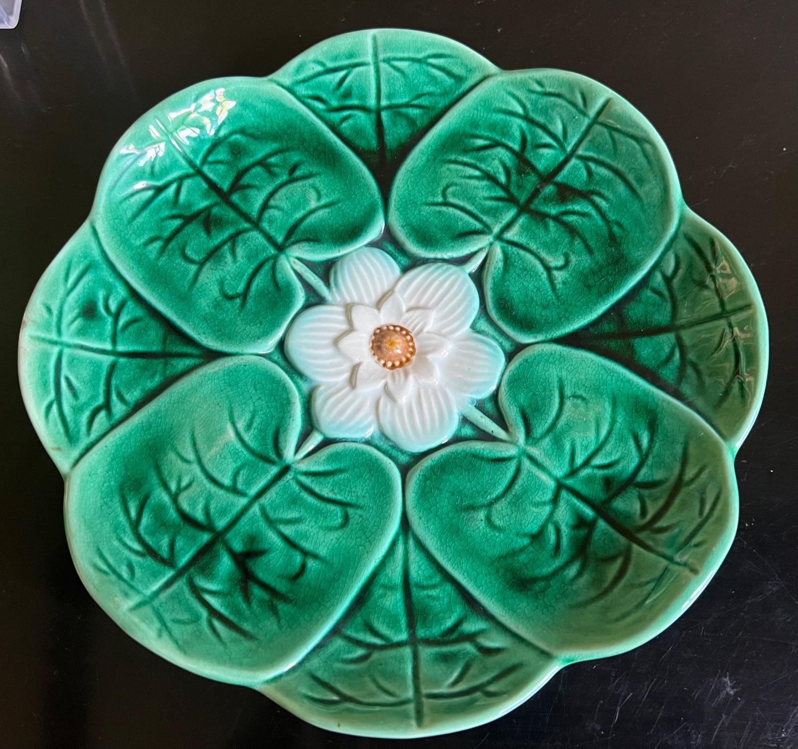 19th Century Adams and Bromley Majolica 'Pond Lily' Plate, C. 1890's
