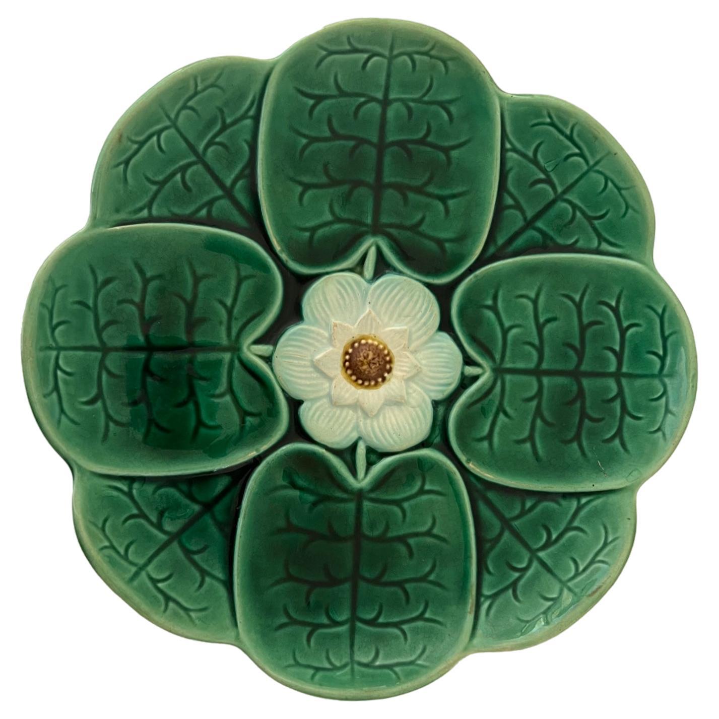 Adams and Bromley Majolica 'Pond Lily' Plate, C. 1890's For Sale
