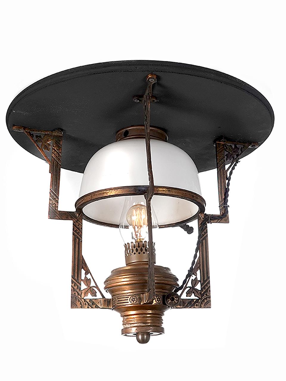 If you are a Railroad collector then you already know just how rare this lamp is. Its a No.33 Center Oil Lamp. Its a short drop fixture specifically designed for narrow gauge railroad cars. You may not find an original like this again outside a