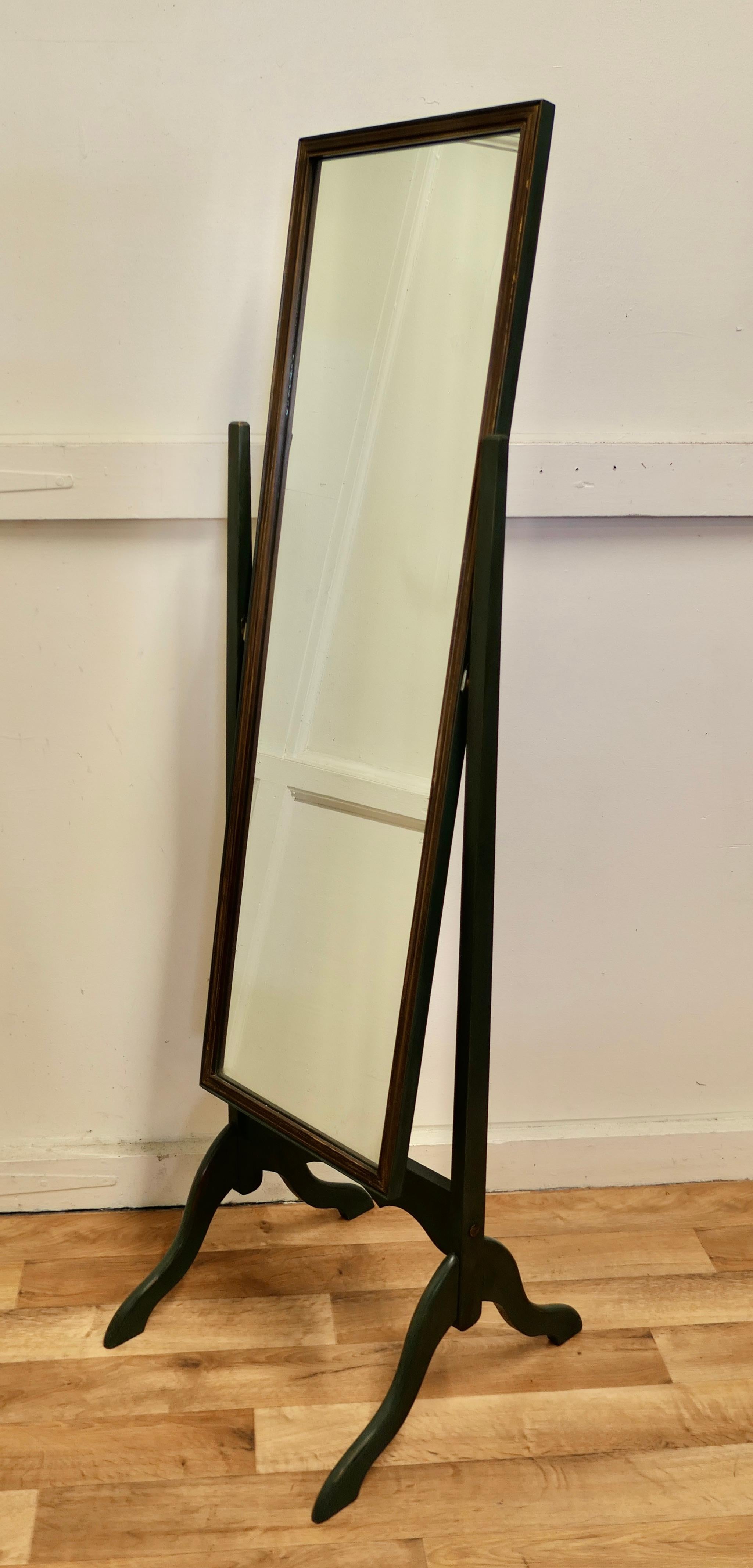 Adam Style Adams Art Deco Green Painted Cheval Mirror